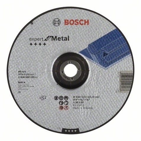 Disque EXPERT à tronçonner BOSCH à moyeu déporté Spécial métaux 230X2.5 MM - Lot de 25 - 2608600225