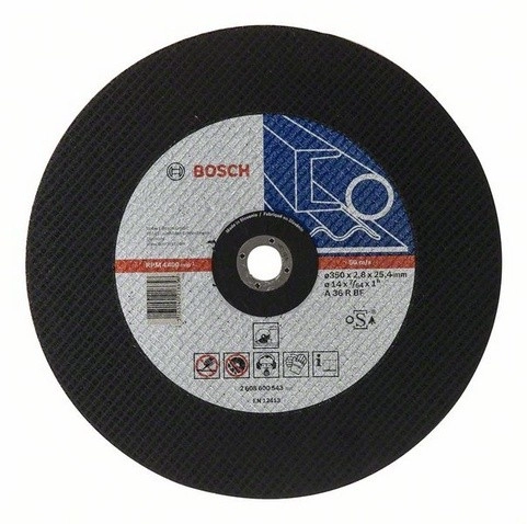 Disque EXPERT à tronçonner BOSCH à moyeu plat Spécial métaux 350X2.8X25.4 MM - Lot de 10 - 2608600543 Disque EXPERT à tronçonner BOSCH à moyeu plat Spécial métaux 350X2.8X25.4 MM - Lot de 10 - 2608600543