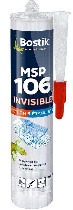 Mastic BOSTIK MS106 invisible - Cartouche de 290 ml - Lot de 12 - 30601522