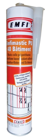 Mastic polyuréthane EMFI PU 40 FC - Gris - Cartouche de 300 ml - Lot de 25 - 74088AE061