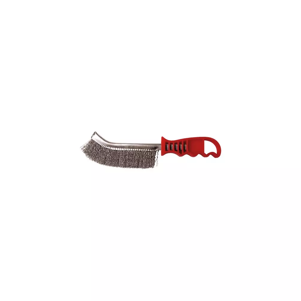 Brosse manuelle demi-lune manche plastique fil acier ondulé 0.30mm bois, pierre et métal - Décapage dur - LEMAN - 740.226 Brosse manuelle demi-lune manche plastique fil acier ondulé 0.30mm bois, pierre et métal - Décapage dur - LEMAN - 740.226