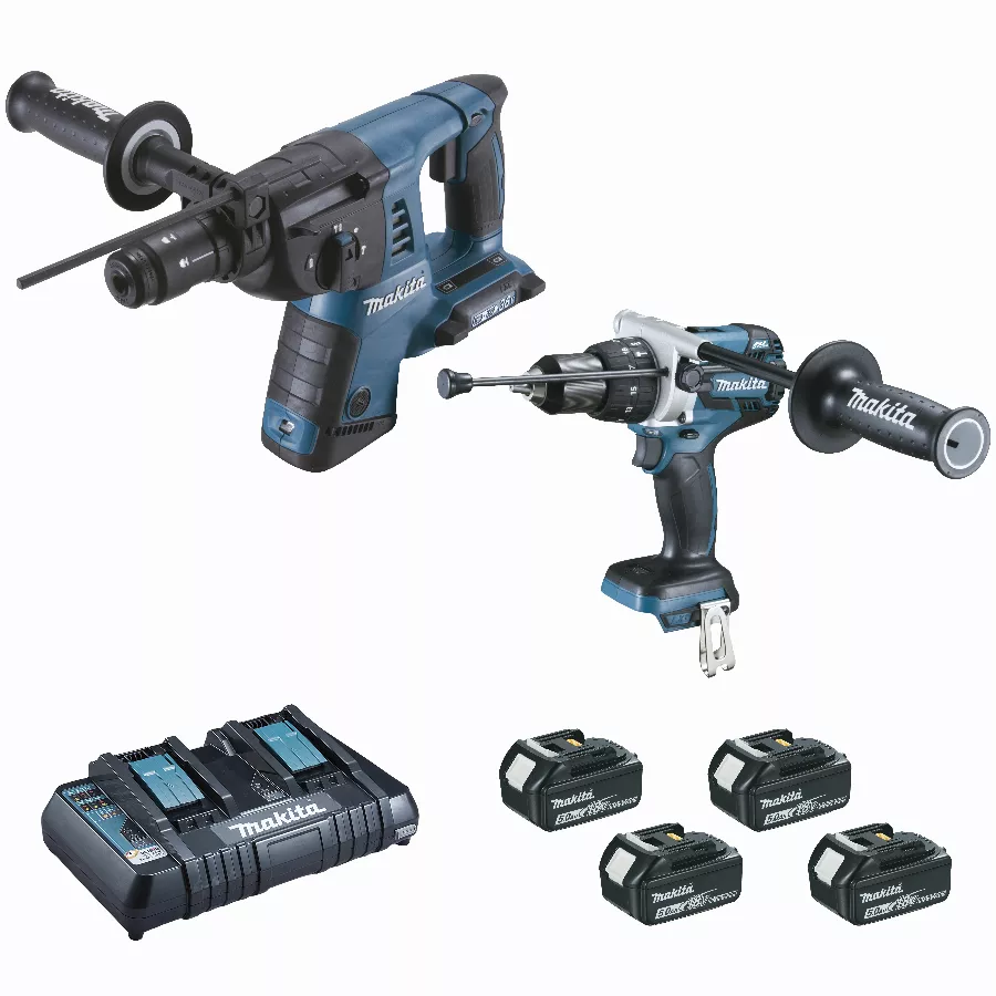 Ensemble de 2 machines 18V Perforateur DHR264 + Perceuse DHP481- MAKITA - avec 2 batteries 18V 5.0Ah - chargeur - MakPac - DLX2101PTJ Ensemble de 2 machines 18V Perforateur DHR264 + Perceuse DHP481- MAKITA - avec 2 batteries 18V 5.0Ah - chargeur - MakPac - DLX2101PTJ