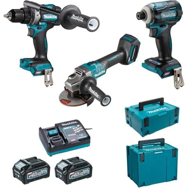 Ensemble de 3 machines 40 V max XGT (DF001G + GA005G + TD001G) - MAKITA - avec 2 Batteries 40V 4Ah - chargeur - MakPac DK0125G301 Ensemble de 3 machines 40 V max XGT (DF001G + GA005G + TD001G) - MAKITA - avec 2 Batteries 40V 4Ah - chargeur - MakPac DK0125G301