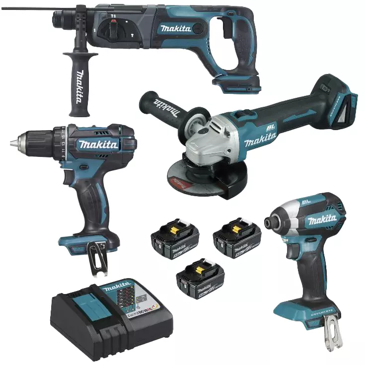 Ensemble de 4 machines 18 V LXT - Meuleuse DGA504 + Perceuse DDF482 + Perfo DHR241 + Visseuse DTD153 - MAKITA - 3 batteries 18V 5.0Ah, chargeur rapide - DLX4080TX1 Ensemble de 4 machines 18 V LXT - Meuleuse DGA504 + Perceuse DDF482 + Perfo DHR241 + Visseuse DTD153 - MAKITA - 3 batteries 18V 5.0Ah, chargeur rapide - DLX4080TX1