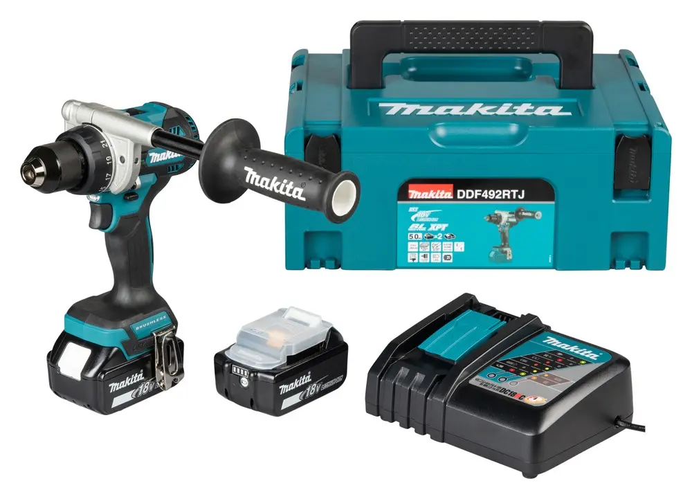 Perceuse-visseuse sans fil 18V - MAKITA -avec 2 batteries 5Ah - chargeur rapide – MAKPAC - DDF492RTJ