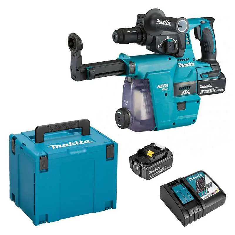 Perforateur SDS-PLUS LXT ® - MAKITA - avec 2 batteries 18V 5Ah - chargeur - MAKPAC - DHR183RTWJ