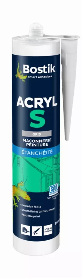 Mastic acrylique BOSTIK Acryl S - Gris - Cartouche 310 ml - 30613664