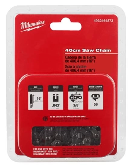 Chaîne 3/8 x 406 x 1.1 MILWAUKEE pour tronçonneuse - 4932464873 Chaîne 3/8 x 406 x 1.1 MILWAUKEE pour tronçonneuse - 4932464873