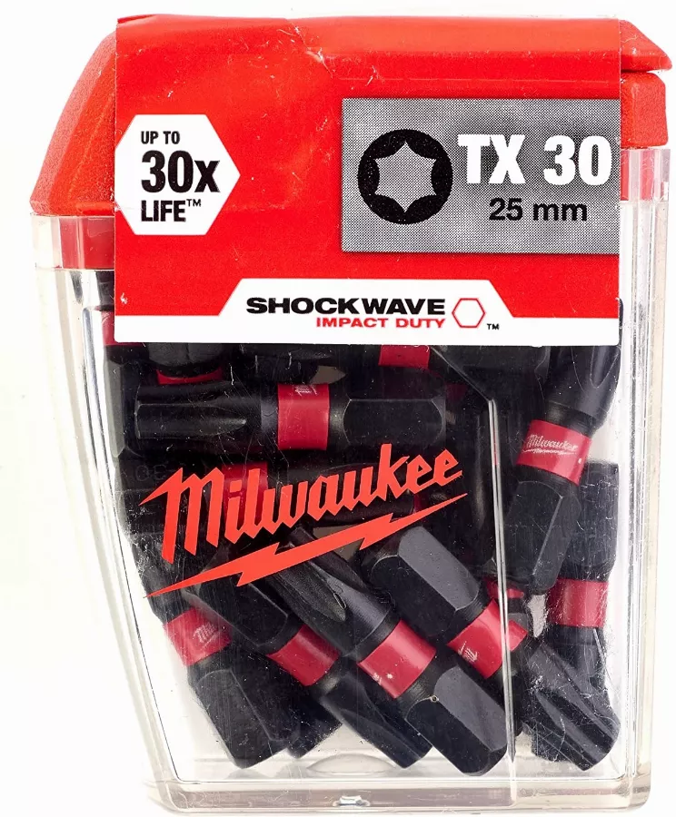 Embouts TX30 SHW 25mm MILWAUKEE - Boite de 25 - 4932430886