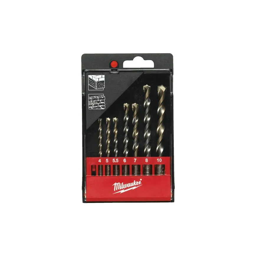 Set de 7 forets béton DIN 8039 MILWAUKEE Ø4/5/6/7/8/9/10 mm - 4932480158
