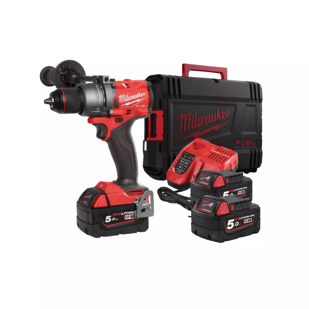 Milwaukee M18 FPD2-0X Perceuse visseuse à percussion sans fil 18V 135Nm + 1x Batterie 5,0 Ah + Coffret HD - sans chargeur Milwaukee M18 FPD2-0X Perceuse visseuse à percussion sans fil 18V 135Nm + 1x Batterie 5,0 Ah + Coffret HD - sans chargeur