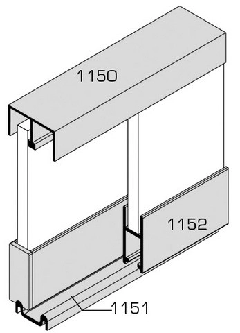 Rail du bas 1151 argent VACHETTE pour vitrine coulissante - 5 mètres - 343141