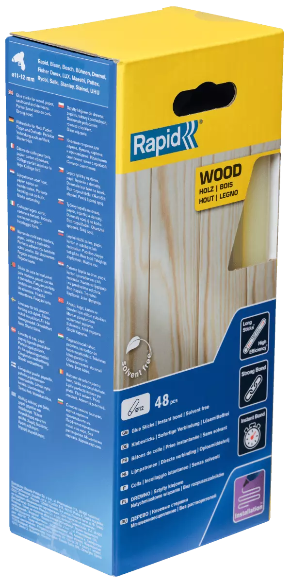 Bâtons de colle Bois et Dérives 190 mm x 48 Sticks - Boite - RAPID-ISABERG - 5001421 Bâtons de colle Bois et Dérives 190 mm x 48 Sticks - Boite - RAPID-ISABERG - 5001421