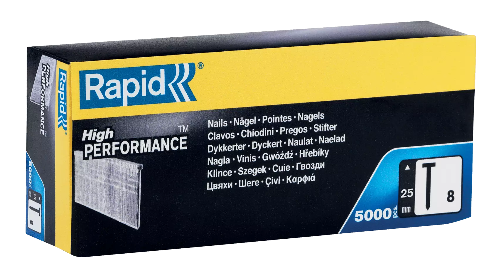 Clous galvanisés n° 8/25 mm - 5000 pièces - Boite en carton - RAPID-ISABERG - 40014272