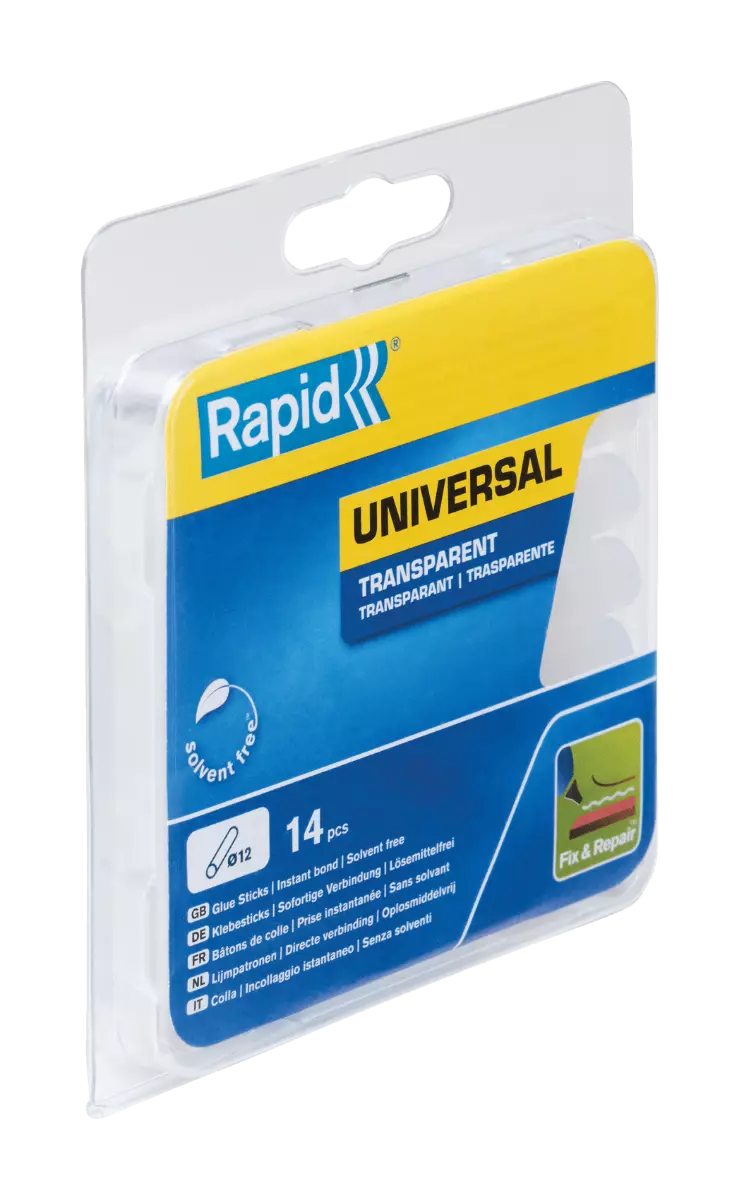 Bâtons de colle Transparente Universelle 94 mm x 14 Sticks - Blister - RAPID-ISABERG - 40107356