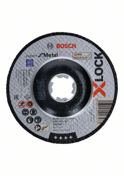 Disque Standard X-Lock Inox BOSCH 125x1 plat - 2608619262 Disque Standard X-Lock Inox BOSCH 125x1 plat - 2608619262