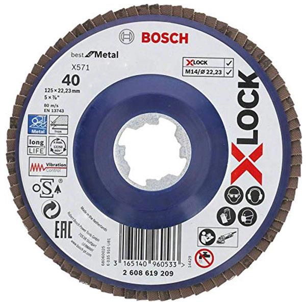 Disque X-Lock lamelle plat Best Metal BOSCH Ø125 Grain 40 - 2608619209