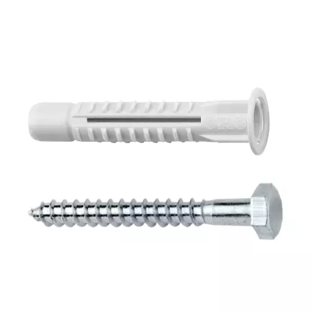 Cheville multi-matériaux avec collerette MZK 10 + Vis pour aggloméré PZ SKS 6.0 x 80 mm - Boite de 25 - CELO - 910MZKK