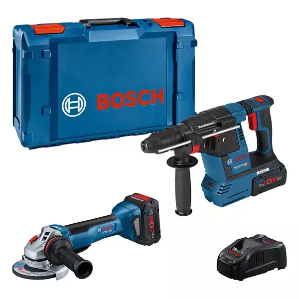 Lot de 2 outils 18V : GWS 18V-10 P + GBH 18V-26 - BOSCH PROFESSIONAL - avec 2 batteries 18V 5,5 AH - chargeur - L-BOXX - 0615990N33 Lot de 2 outils 18V : GWS 18V-10 P + GBH 18V-26 - BOSCH PROFESSIONAL - avec 2 batteries 18V 5,5 AH - chargeur - L-BOXX - 0615990N33
