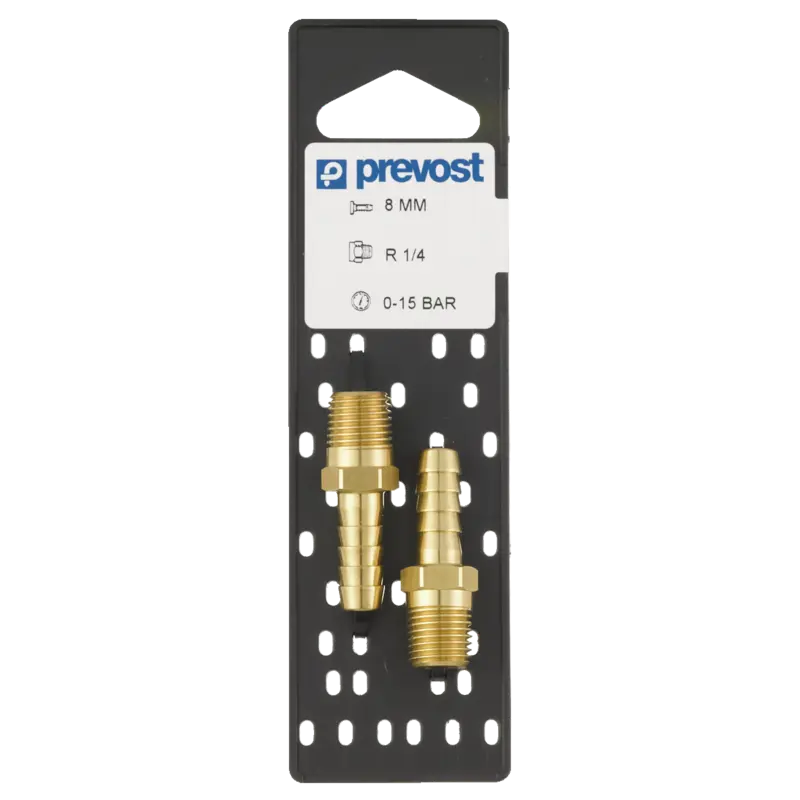 Jonction PREVOST pour tuyau - Filetage conique mâle - Ø8 mm - R1/4 - JFT 1408P2