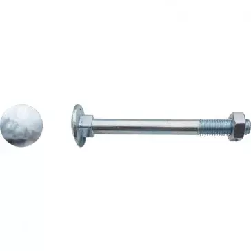 Boulon tête ronde collé carré (TRCC) Zingué Blanc - 16 x 180 mm - Boite de 10 - LENNIE - BTRCC1618002B