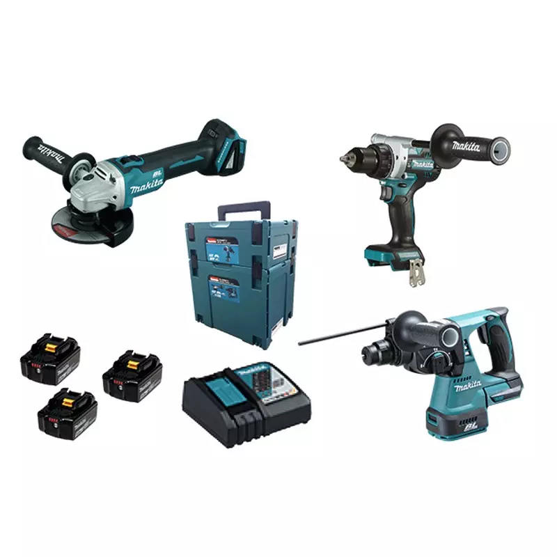 Lot 3 outils 18V - perceuse visseuse DDF486 + perfo-burineur DHR243 + disqueuse DGA506 - MAKITA - avec 3 batteries 18V 5.0Ah - chargeur - MakPac - DLX3157TJ Lot 3 outils 18V - perceuse visseuse DDF486 + perfo-burineur DHR243 + disqueuse DGA506 - MAKITA - avec 3 batteries 18V 5.0Ah - chargeur - MakPac - DLX3157TJ