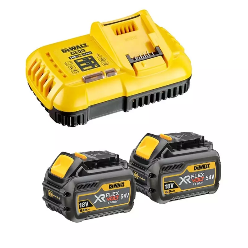 Pack de démarrage DEWALT - FLEXVOLT - 2 batteries 6.0Ah 54V - DCB118T2 Pack de démarrage DEWALT - FLEXVOLT - 2 batteries 6.0Ah 54V - DCB118T2