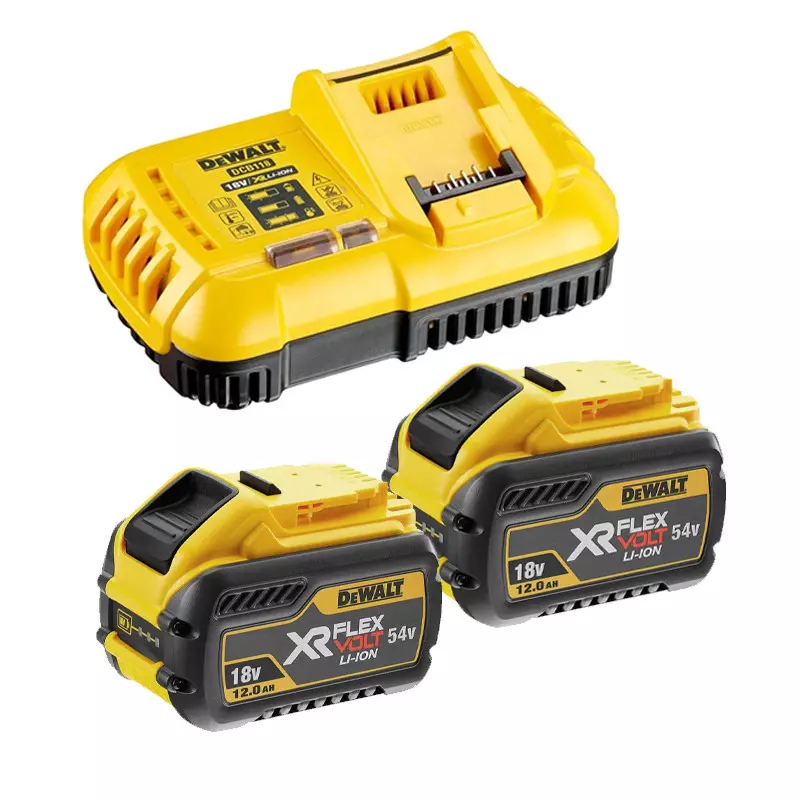 Pack énergie XR Flexvolt 2x 18V/54V 12Ah/4Ah + Chargeur - DEWALT - DCB118Y2-QW Pack énergie XR Flexvolt 2x 18V/54V 12Ah/4Ah + Chargeur - DEWALT - DCB118Y2-QW