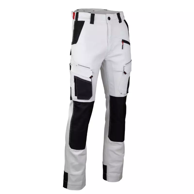 Pantalon Cellule stretch bicolore avec poches genouillères - Blanc/Gris nuit - T.38 - LMA - 1870-38 Pantalon Cellule stretch bicolore avec poches genouillères - Blanc/Gris nuit - T.38 - LMA - 1870-38