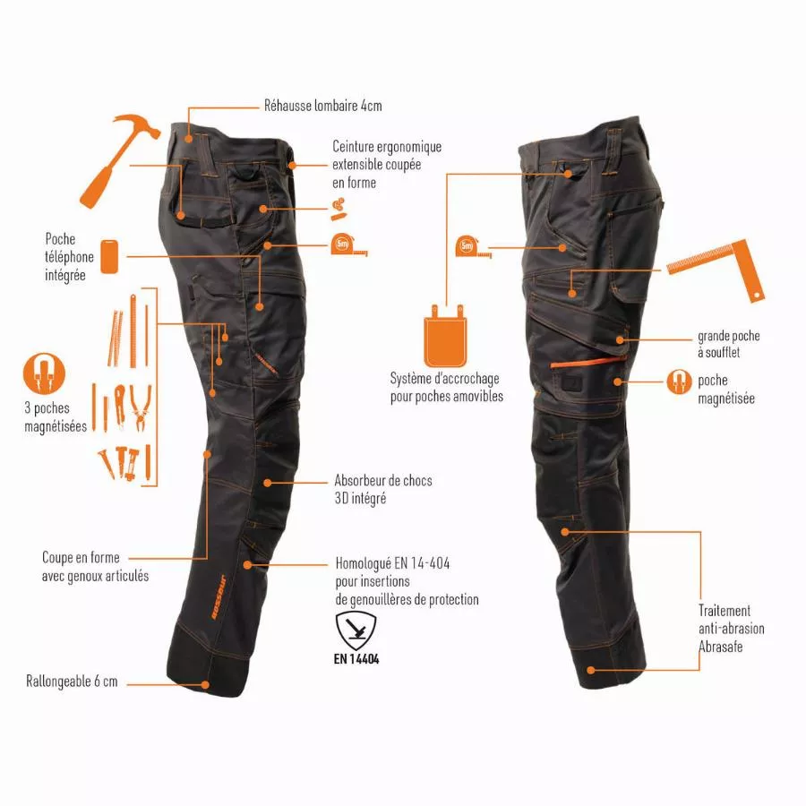 Pantalon Trident Multi Stretch Standard BOSSEUR - 11643 Pantalon Trident Multi Stretch Standard BOSSEUR - 11643