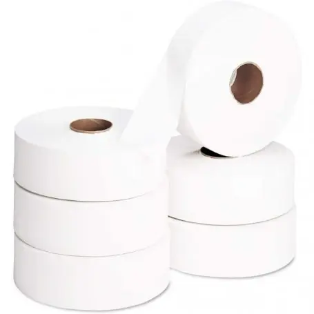 Lot de 6 Rouleaux Maxi Jumbo CRISTAL HYGIENE 2 plis M60 gaufré Extra blanc - PH03181B