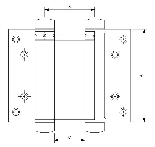 Paire de charnières à ressort double action, 7,6 cm, Pour portes Paire de charnières à ressort double action, 7,6 cm, Pour portes
