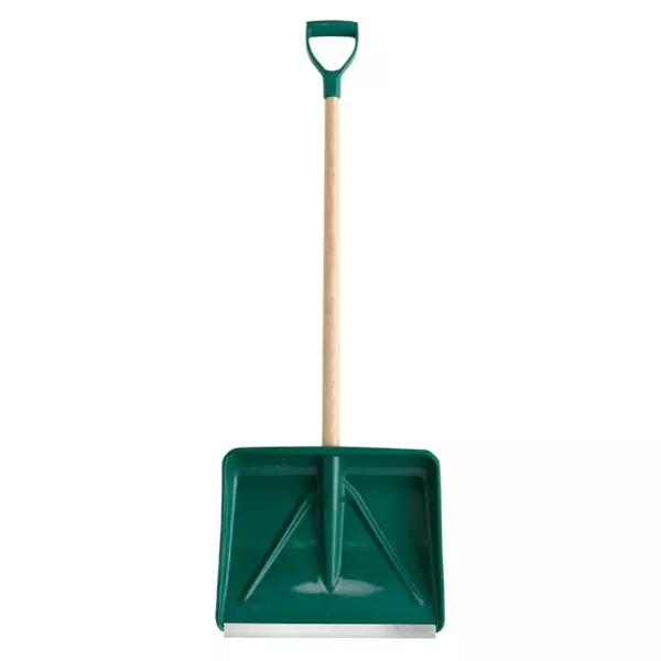 Pelle poussoir polymère avec bord aluminium - Manche bois certifié PEFC  - Poignée plastique - LEBORGNE - 34042