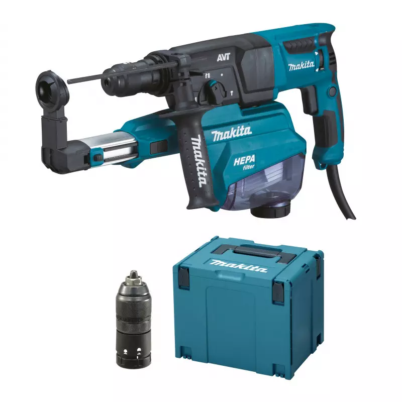 Perforateur burineur 800W 26 mm 2,4J - MAKITA - avec Kit aspiration-décollage - MakPac - HR2653TJ14 Perforateur burineur 800W 26 mm 2,4J - MAKITA - avec Kit aspiration-décollage - MakPac - HR2653TJ14