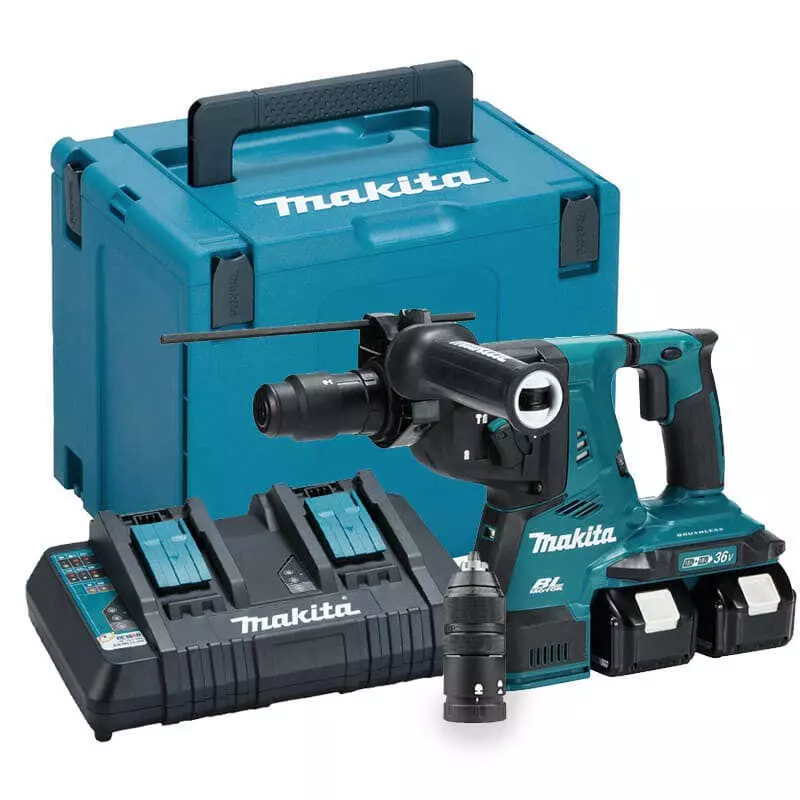 Perfo-burineur SDS+ 36V (2x18V) 28 mm MAKITA - avec 2 batteries 18V 5.0Ah - chargeur - MakPac - DHR281PT2J Perfo-burineur SDS+ 36V (2x18V) 28 mm MAKITA - avec 2 batteries 18V 5.0Ah - chargeur - MakPac - DHR281PT2J