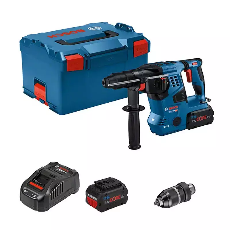 Perforateur SDS-PLUS GBH 18V-28 CF - BOSCH - avec 2 batteries 18V 8.0Ah - chargeur - L-BOXX - 611921002
