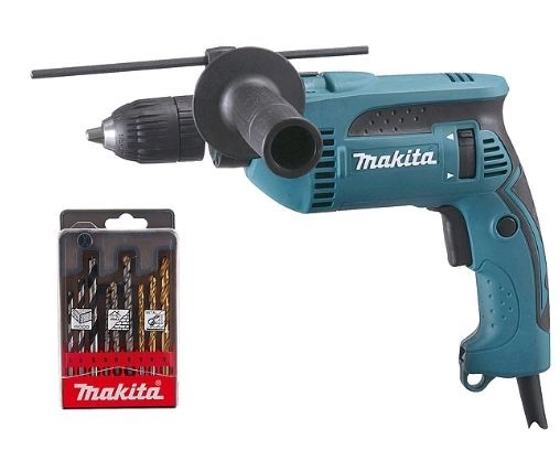 Perceuse à percussion MAKITA Ø 13 mm 680W + Coffret de forêts OFFERTS - HP1641K1X Perceuse à percussion MAKITA Ø 13 mm 680W + Coffret de forêts OFFERTS - HP1641K1X