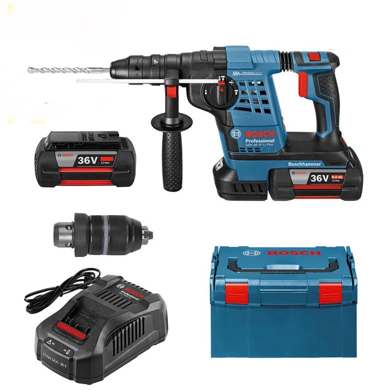 Perforateur burineur GBH 36 VF-LI PLUS - BOSCH  - 2 batteries 36V 6.0 Ah, chargeur, en coffret - 0691190700B