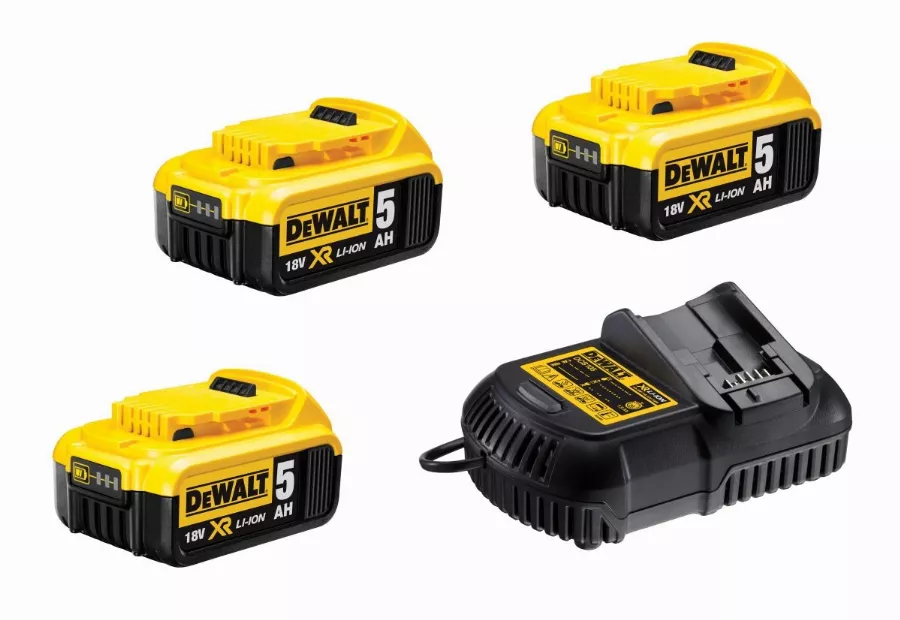 Pack de batteries DEWALT 18V 5.0Ah Li-Ion - 3 batteries + Chargeur - DCB115P3 Pack de batteries DEWALT 18V 5.0Ah Li-Ion - 3 batteries + Chargeur - DCB115P3
