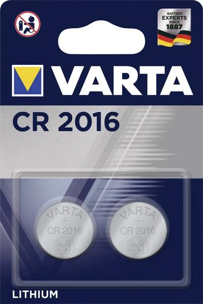 Pile ronde lithium CR2016 VARTA - blister de 2 - 6016101402