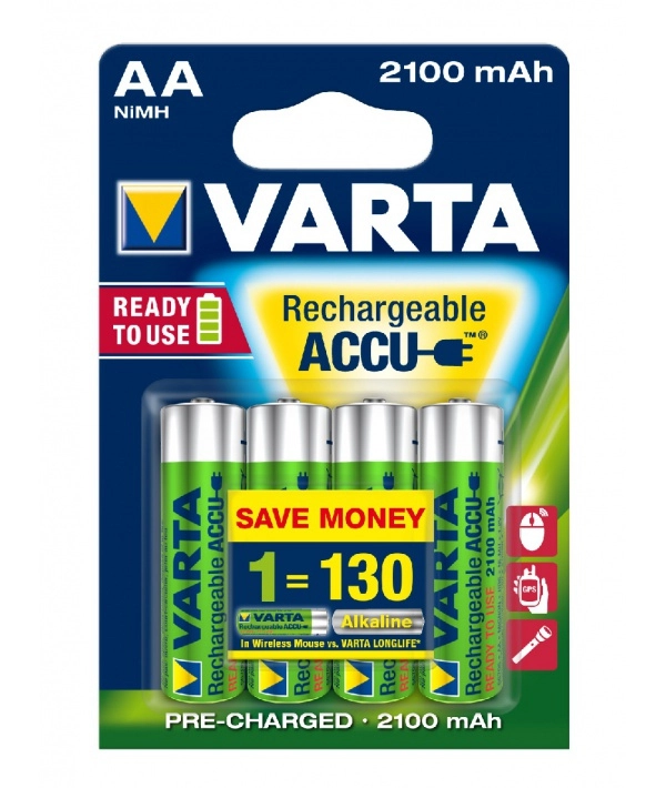 Pile rechargeable AA 1.2v 2100 mAh Nimh VARTA - préchargées - pack de 4 - 56706101404