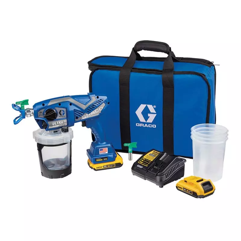 Pulvérisateur airless Ultra sans fil 18V 138 bar - GRACO - avec 2 batteries 18V 2.0Ah - chargeur - sac de transport - 17M366 Pulvérisateur airless Ultra sans fil 18V 138 bar - GRACO - avec 2 batteries 18V 2.0Ah - chargeur - sac de transport - 17M366