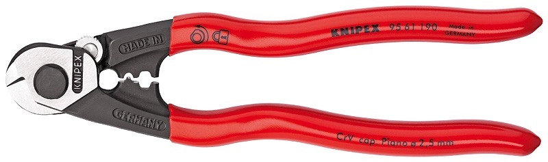 Pince coupe-câble KNIPEX avec 2 profils de sertissage - 190mm de longueur - 5mm de coupe - 95 61 190