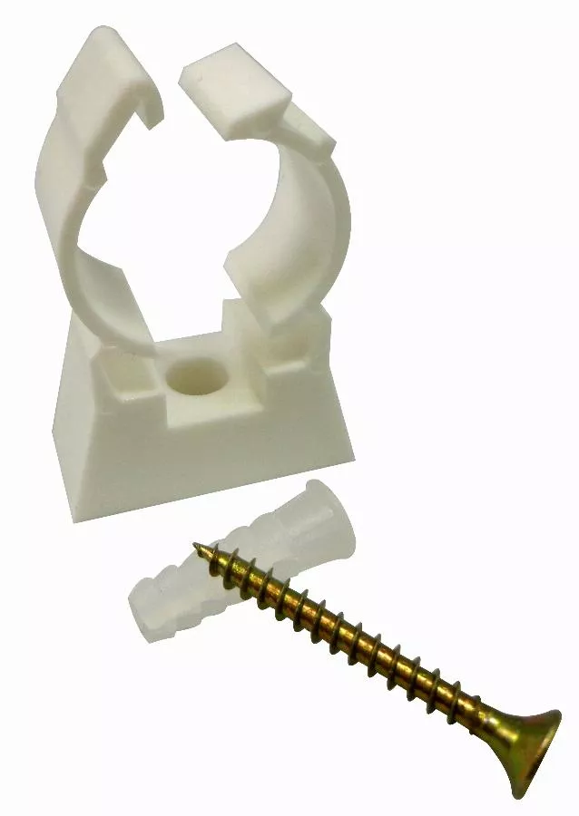 Collier simple en plastique pour fixation de tube multicouche nu NOYON & THIEBAULT - Ø 16 mm Vis de fixation et cheville fournies Sachet 10 pces - 8416-S10