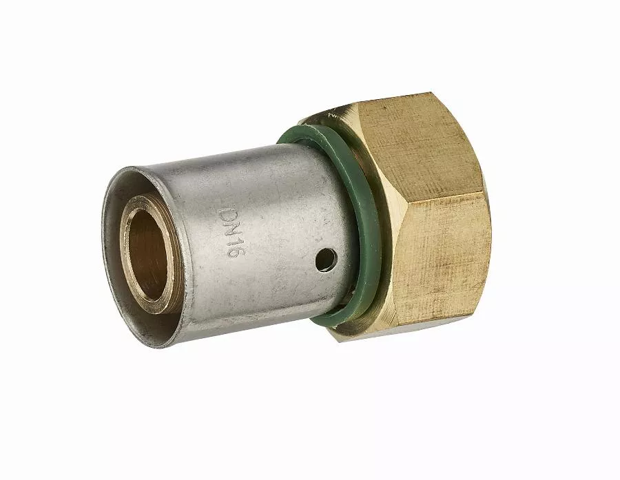 Raccord droit à sertir profil TH pour tube PER NOYON & THIEBAULT - Ø 16 mm à visser femelle écrou libre F1/2' (15x21) Bague à sertir en inox  - 3785-1516L1