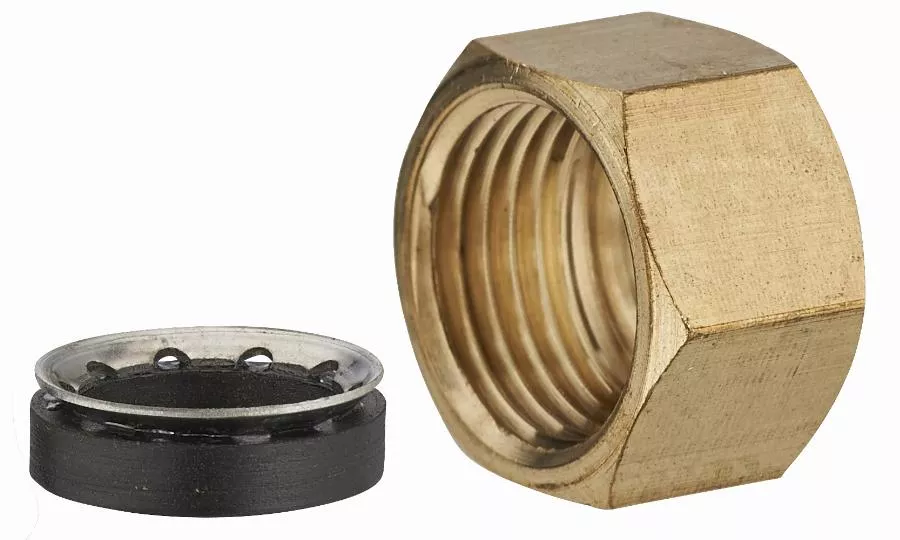 Écrou laiton + joint mixte femelle F1/2' (15x21) pour tube cuivre NOYON & THIEBAULT - Ø 14 mm - 460G-1514L1