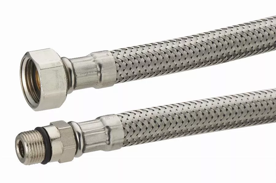 Flexible sanitaire inox pour robinet NOYON & THIEBAULT - femelle F3/8 (12x17) - mâle M10x100 - L 500 mm - DN8 - 2013-50PLL1
