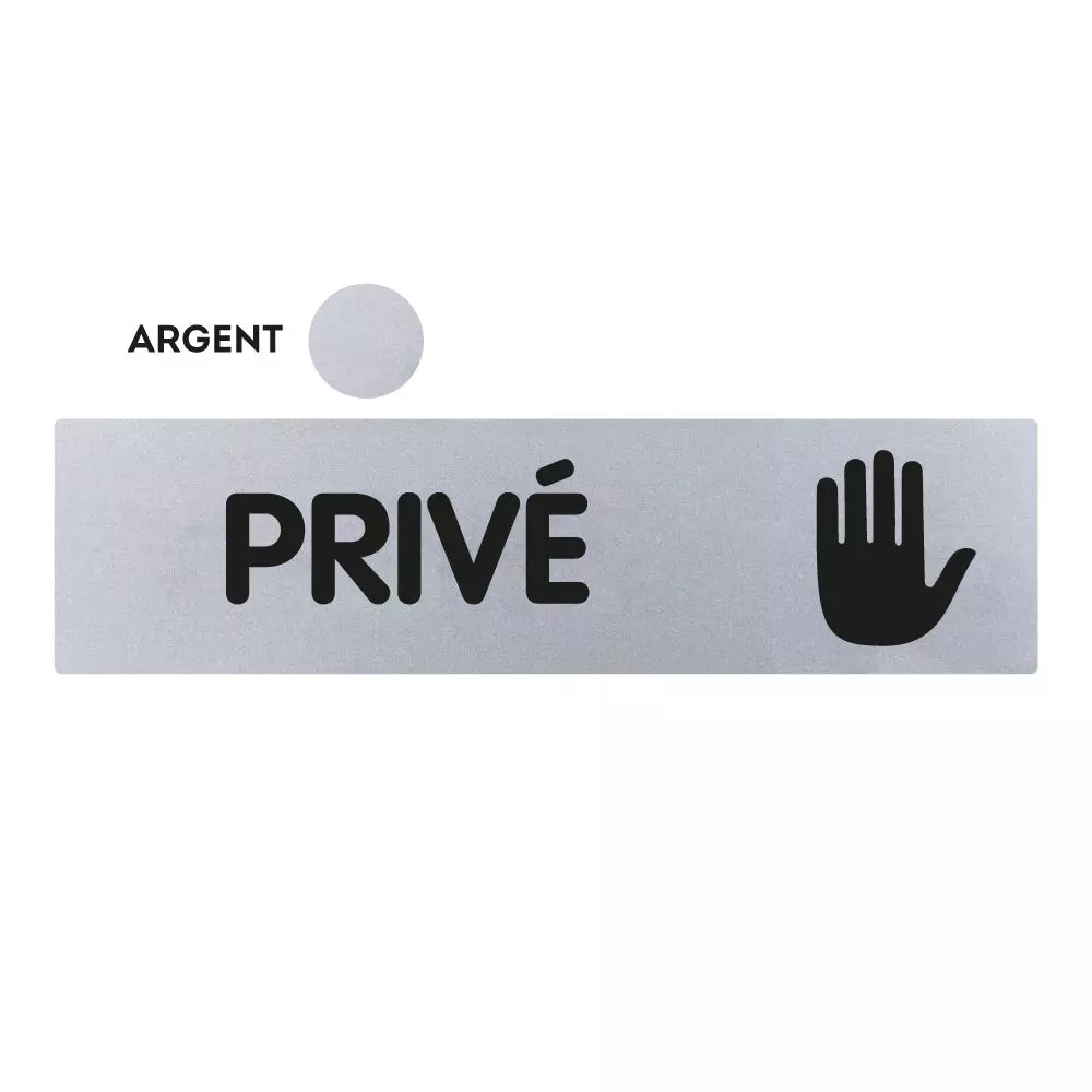 Plaquette de porte plexiglas 170 x 45 mm - Privé - Classique argent - NOVAP - 4320953