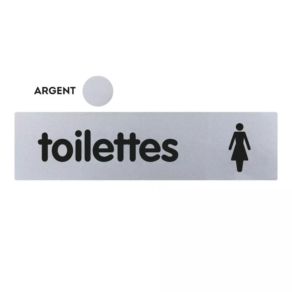 Plaquette de porte plexiglas 170 x 45 mm - Toilettes Femmes - Classique argent - NOVAP - 4322209