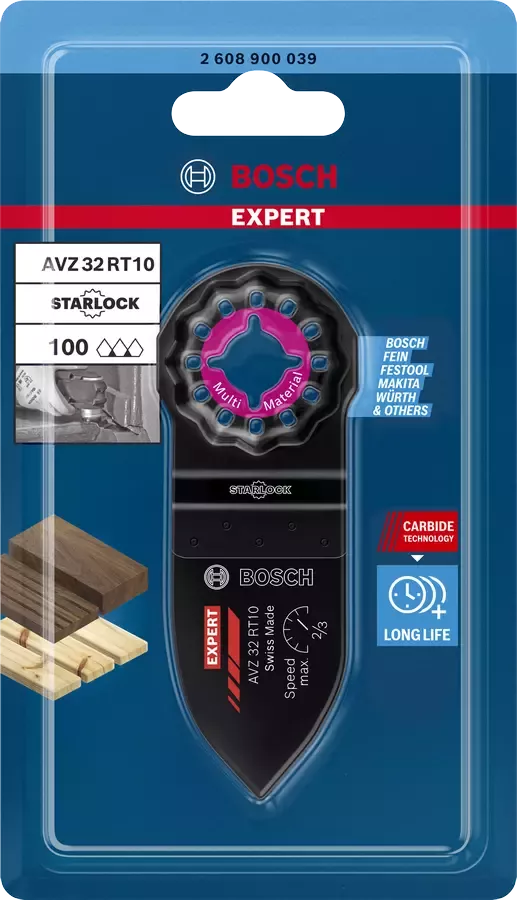Lame plongeante carbure Expert Starlock BOSCH AVZ32RT10 pour outils oscillant - 2608900039